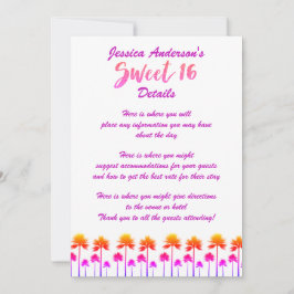 UPPGIFTER OM Sweet sixteen FÖR Tropical Beach Hand Inbjudningar
