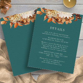 Uppgifter om Teal Fall Terracotta Blommigt Bröllop Tilläggskort