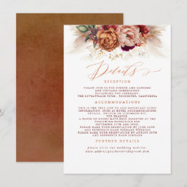 Uppgifter om Terracotta Blommigt Pampas Grass Bröl Tilläggskort