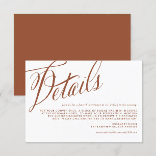 Uppgifter om Terracotta Rustic Calligraphy Bröllop Tilläggskort