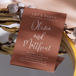 Uppgifter om terracotta-typografi bröllop + QR Inbjudningar