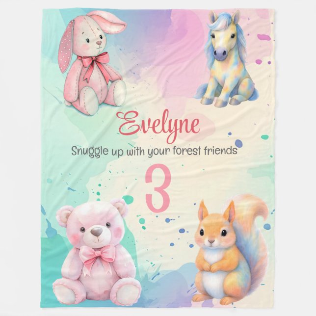 Uppgifter om träets djurvänner Vattenfärg, födelse Fleecefilt (Framsidan)