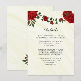 Uppgifter om vackra röda blommor, grön tilläggskort