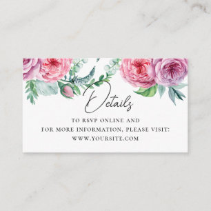 Uppgifter om vattentorg boho blommigt bröllop QR Tilläggskort