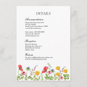 Uppgifter om Watercolor WildblommBröllop Tilläggskort