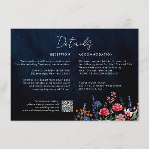Uppgifter om Wildblomc Rustic Boho Blommigt Navy B Tilläggskort