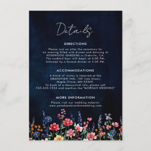 Uppgifter om Wildblomc Rustic Boho Blommigt Navy B Tilläggskort