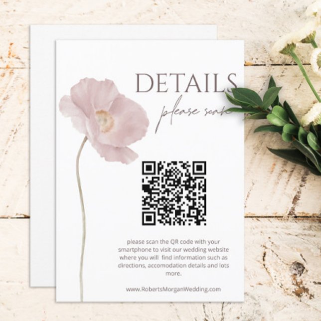 Uppgifter om Wildblomma Boho Bröllop med QR-kod Tilläggskort (Skapare uppladdad)