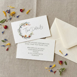 Uppgifter om Wildblommor bröllop Tilläggskort