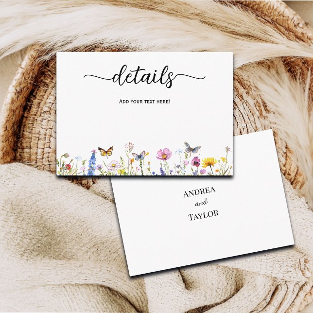 Uppgifter om Wildblommor Butterflies Bröllop Tilläggskort (Skapare uppladdad)