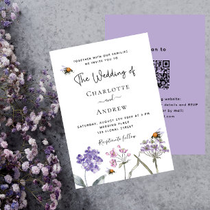 Uppgifter om Wildblommors violett rosa QR OSA bröl Inbjudningar