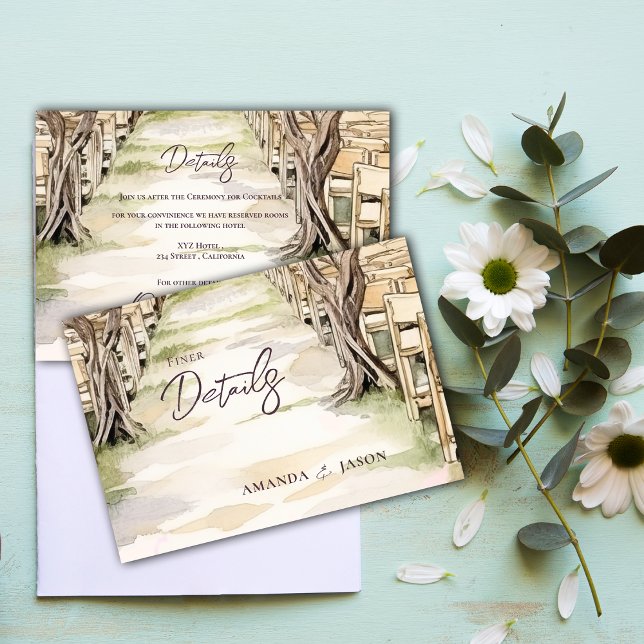 Uppgifter om Winery Rustic Chic Grapevine Bröllop Tilläggskort (Winery Rustic Chic Grapevine Wedding Details Enclosure Card)