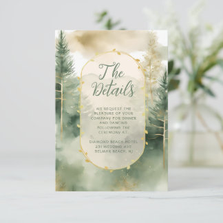 Uppgifter om Winter Gräs Träd Forest Rustic Bröllo Tilläggskort
