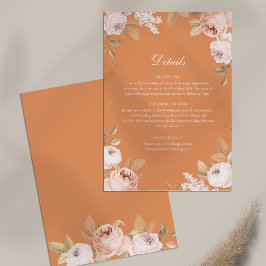 Uppgiftskort för Boho Apricot Peonies Bröllop Inbjudningar