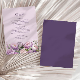 Uppgiftskort för Boho Lilac Peonies Bröllop Inbjudningar
