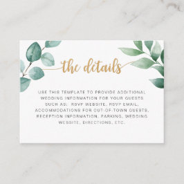 Uppgiftskort för Eucalyptus guld bröllop Tilläggskort