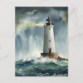Uppgiftskort för fyr Storm Ocean Vykort