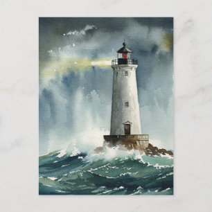 Uppgiftskort för fyr Storm Ocean Vykort