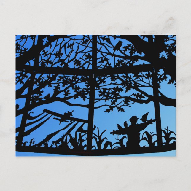 Uppgiftskort för solnedgångna trädgårdar vykort (Framsida)