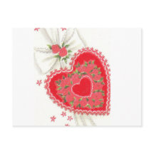 Uppgiftskort för Vintage Rosa ros & Snöre