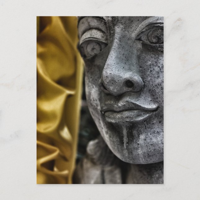 Uppgiftskort för Weasted Statue Ansikte och Gult S Vykort (Framsida)