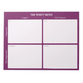Uppgiftsprioritet och planeringsmatris (lila/magen anteckningsblock