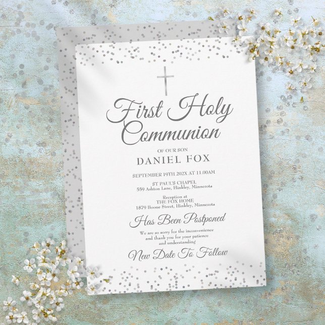 Uppgiven tillkännagivande Silver Första heliga kom (Postponed Announcement Silver First Holy Communion)