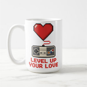 Uppgradera Din Kärlek, Retro Pixel Speldesign Kaffemugg
