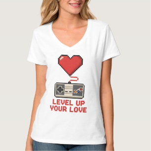 Uppgradera Din Kärlek, Retro Pixel Speldesign T Shirt