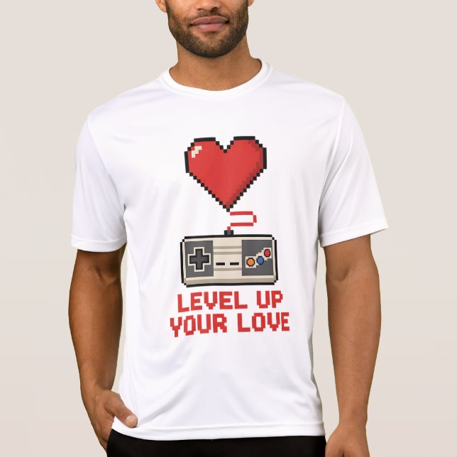 Uppgradera Din Kärlek, Retro Pixel Speldesign T Shirt (Framsida)