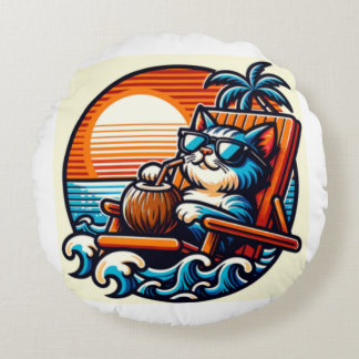 Uppgradera ditt space med den här mysiga kattfylln rund kudde