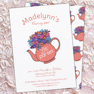 Uppgradera Para-Tea Girls Birthday Tea Party Inbjudningar