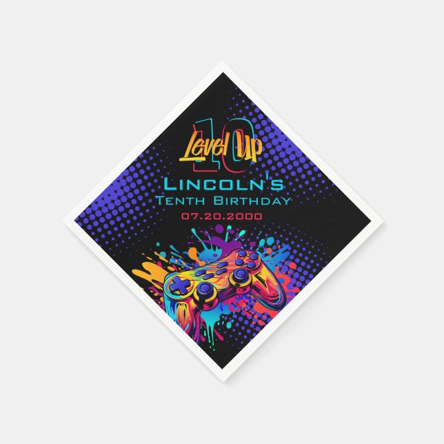 Uppgradera videospelsstyrenhet på födelsedagen pappersservett (Hörn)