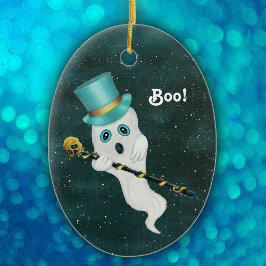 Uppgraderad Ghost i Starry Night Himlar Top hat Sk Julgransprydnad Keramik