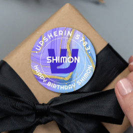 Uppgraderad Personlig Hebrew Initial Monogram Clas Runt Klistermärke