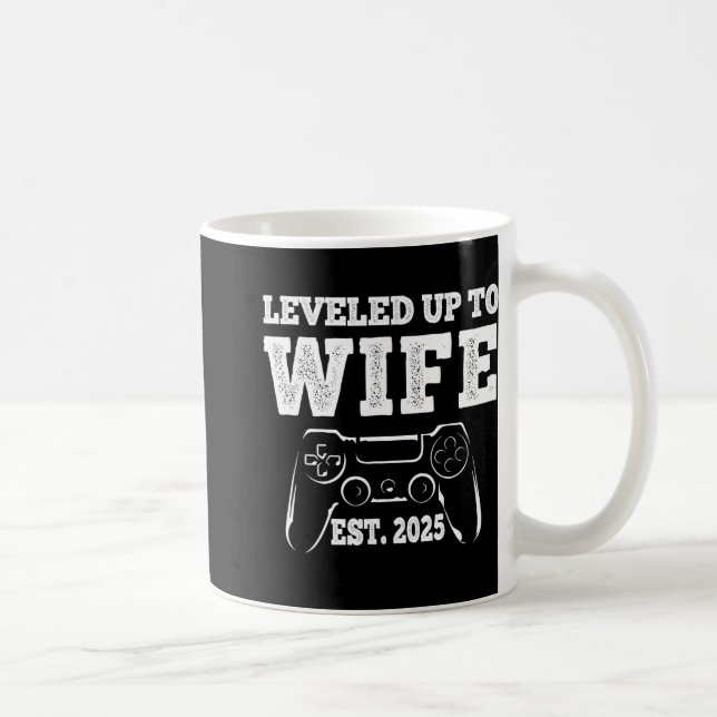 Uppgraderad till fru 2025 Roligt nygift datorspels Kaffemugg (Höger)