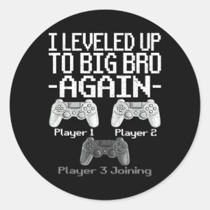 Uppgraderad till storbror igen Bror Gamer Spelare Runt Klistermärke