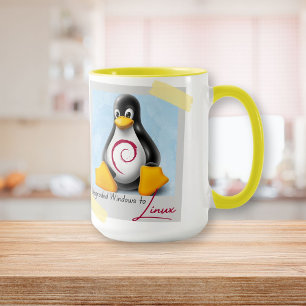 Uppgraderad Windows Debian Linux Tux Mugg