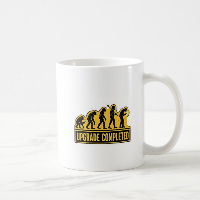Uppgradering Klar Rolig Evolution Meme Kaffemugg (Höger)