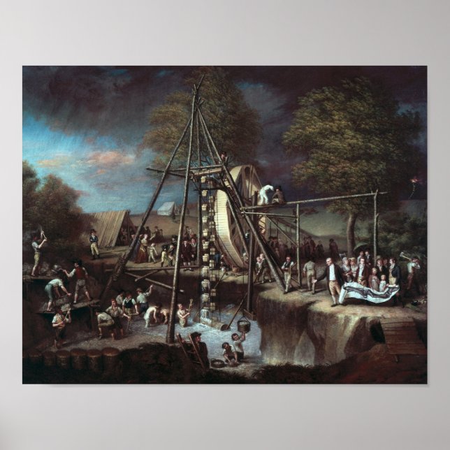 Uppgrävning av Mastodon, 1806 Poster (Framsidan)