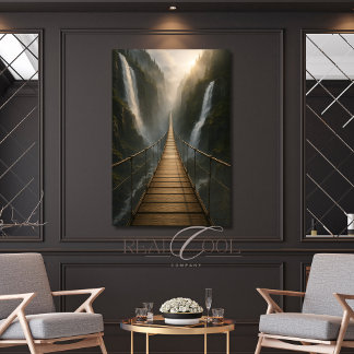 Upphängd bro över Canyon, Floden och Bergen Poster