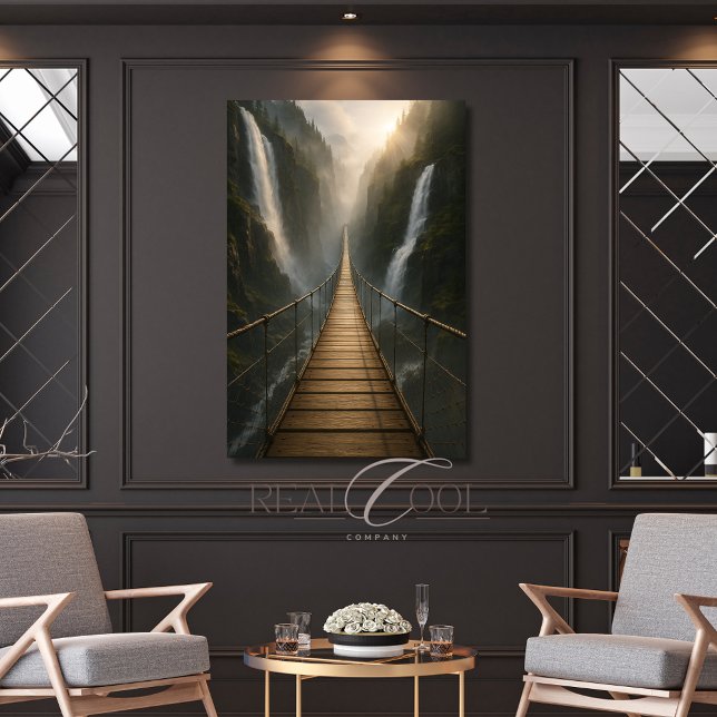 Upphängd bro över Canyon, Floden och Bergen Poster (Skapare uppladdad)