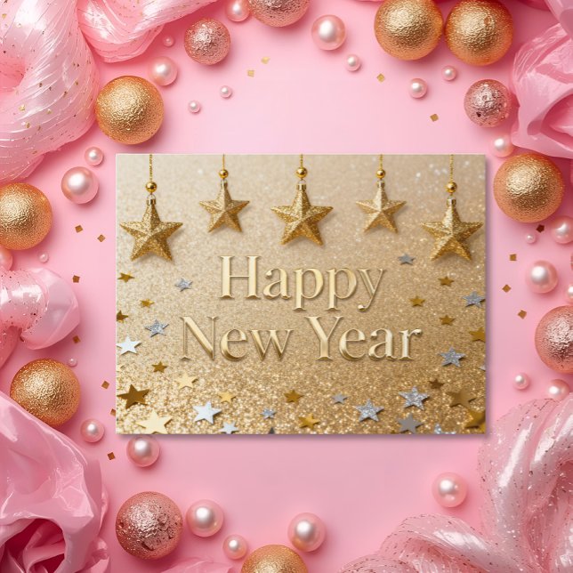 Upphängda stjärnor Gott nytt år Chic modern Vykort (Skapare uppladdad)