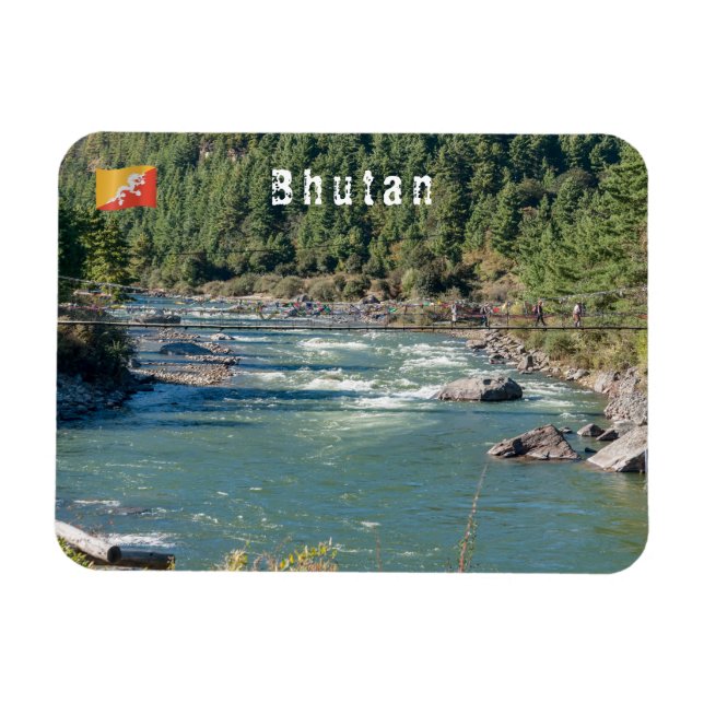 Upphängningsbro över en flod i Bhutan Magnet (Horisontell)