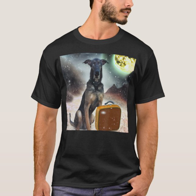 Upphäv i rymdgrafik Great dane hund T Shirt (Framsida)