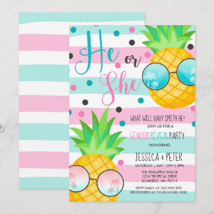 Upphävande av ananas Gender på hawaiiska kalvkötte Inbjudningar