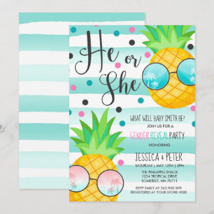 Upphävande av ananas Gender på hawaiiska kalvkötte Inbjudningar