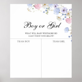 Upphävande av Gender för rosa och blått blomma Poster