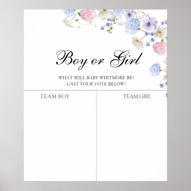 Upphävande av Gender för rosa och blått blomma Poster (Framsidan)