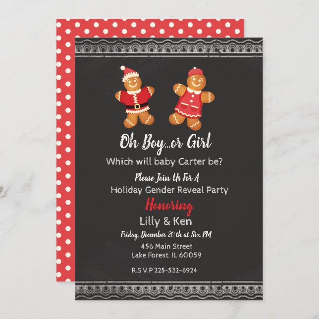 Upphävande av Genderna Gingerbröd Inbjudningar (Fram/baksida)